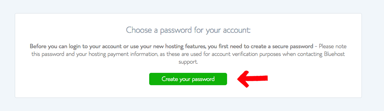 Set your password for your Bluehost account