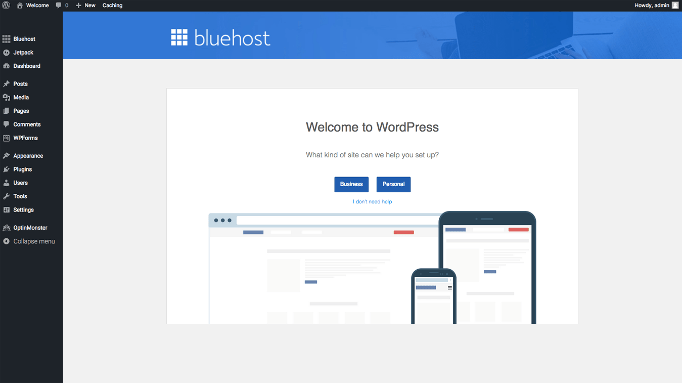 Welcome to your Bluehost dashboard!